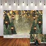 Mocsicka Winter Forest Landscape Backdrop Snowy Christmas Pine Tree Halo Spots Photography Background Winter Wonderland Forest Family Party Wall Decoration Photo Studio Props (7x5ft)