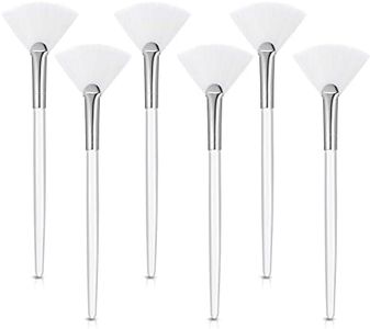6 Pieces Fan Mask Brushes Soft Fan Facial Mask Applicator Tools Brush Makeup Brushes Cosmetic Tools with Handle for Peel Mask Makeup Women(White Hair)