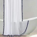 Uphome Tassel Shower Curtain, White