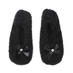 AJVANI Elastic Slip on Novelty Fleece Bow Slippers Socks Size x-Large Black