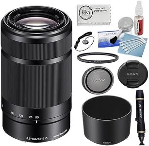 Sony 55-210mm f/4.5-6.3 OSS Telephoto E-Mount Lens | Black Bundled with 49mm UV Filter + 5-Piece Camera Cleaning Kit + Cleaning Lens Pen + Lens Cap Keeper + Microfiber Cleaning Cloth (6 Items)