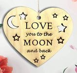 Love You to the Moon and Back - Love Plaque, Wooden Hanging Heart Plaque, Gift for Your Best Friend Wife Husband Girlfriend Boyfriend Special, Valentine's Gift