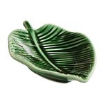 Ceramic Tray Green Leaf Trinket Dish Ring Dish Ceramic Plate Holder Trinket Tray for Rings Necklace Earrings Wedding Birthday