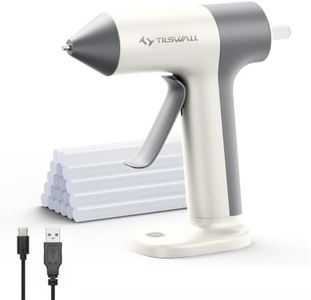 Tilswall Cordless Glue Gun, 4V Fast Preheating Hot Glue Gun with 20pcs Premius Glue Sticks(20x140mm), 2000mAh Type-c Rechargeable, Suitable for DIY Craft, Home Repaire – White