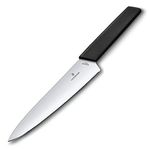 Victorinox Swiss Modern Stainless Steel Carving Knife for Chefs & Home Use, 19 cm Black, Swiss Made (6.9013.19B)