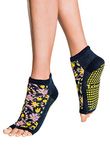 Tucketts Anklet Toeless Non-Slip Grip Socks, Made in Colombia, Full Ankle Style Perfect for Yoga, Barre, Pilates, Small/Medium, 1 Pair, Blooming Fields