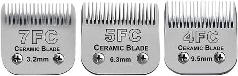 Size 7FC/5FC/4FC Detachable Pet Dog Grooming Ceramic Blades,Compatible with Andis,Oster A5,Wahl KM10 Series,3 Count