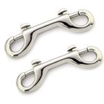 JLEivvi 2 Pcs Double Ended Lead for Dogs, Bolt Snap Hooks Zinc Alloy Double End Clip Silver Diving Clip Trigger Snaps for Diving Dog Leash Key Chain Horse Tack Pet Feed Buckets