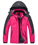 YSENTO Womens Waterproof Jacket Winter Warm Ski Coat Hooded Mountain Fishing Hiking Jackets(Rose red,L)