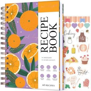 PLANBERRY Recipe Book – Blank Hardcover Cookbook to Write In Your Own Recipes – Empty Cook Book Journal to Fill In – Blank Family Recipe Notebook – 60 Recipes, 6.3”x8.4” (Orange Fresh)
