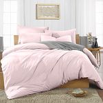 Easy Bedding- 300 Thread Count- 3 Piece Rajai/Quilt/Duvet Cover Set- 100% Cotton Duvet Cover with 2 Pillow Cover-Zipper Closure Comforter Cover-Single Size Pink Solid