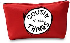 LEVLO Cousin of All Things Emblem Red Cosmetic Bag Dr. Seuss Lover Gift Cousin of All Things Make up Zipper Pouch Bag For Cousins (Cousin of All Things)