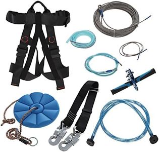 Get Out! 110ft Zipline Kit with Harness, Trolley, Spring Brake, Seat - Metal Zip Line Backyard Outdoor Equipment 250 lbs