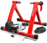 Sportneer Bike Trainer Stand - Steel Bicycle Exercise Magnetic Stand with Noise Reduction Wheel, Red