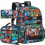 Laptop Backpack, 17 Inch School Bag College Bookbag Set, Water Resistant Dinosaur Backpacks with Lunch Bag for Teens Boys Man Students