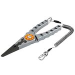 Booms Fishing X1 Aluminum Fishing Pliers Hook Remover Braid Line Cutting and Split Ring Pliers with Lanyard and Sheath, Gun Color