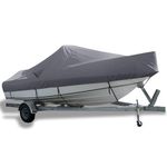 Comcaver Boat Cover 17-19ft, 100% Waterproof Heavy Duty 800D Marine Grade Oxford Cloth, Weather Resistant Windproof Fits V-Hull, Tri-Hull, Runabout Boat,Bass Boat, 17-19ft Long by 96in Wide, Grey