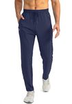 G Gradual Men's Sweatpants with Zipper Pockets Tapered Joggers for Men Athletic Pants for Workout, Jogging, Running, Navy, Large