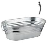 Katai - Galvanized Steel Drinks Bucket - Oval, 5.5 Gallon Rustic Style Drinks Tub, Carry Handles - with Bottle Opener