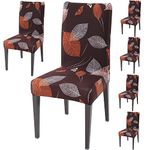 HOKIPO Dining Table Chair Cover 6 Seater Elastic Slipcovers Seat Protector (AR-4097-D19*6) ,Polyester Blend ,Brown