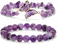 GolbalJew Natural Amethyst Bracelet For Women Butterfly Charm Healing Crystal Beads Bracelets Layered Jewelry Stone Beaded Bracelet Gifts For Women