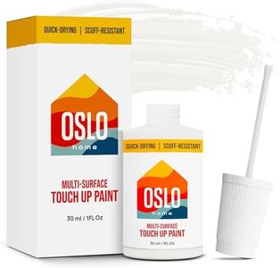 Oslo Home Touch Up Paint, 1oz True White MATTE Finish, w/brush in bottle, quick drying, self-priming, for rental and home repairs, walls, trim, kitchen cabinets, furniture, shutters and more