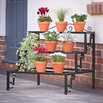 NAYAB Wrought Iron 3 Teir Rectangular Plant Stands For Step Shelf Rack Flower Pot Holder For Corner Home Balcony Garden Indoor Outdoor Decor, Floor Mount