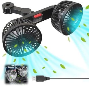 Ventilateur de Voiture 5V à Double Tête,Ventilateur de Voiture Avec Ventouse,Ventilateur de Voiture Portable Rotation à 360 Degrés,Ventilateur de Voiture Avec 2 Vitesse,Ventilateur de Voiture Alimenté