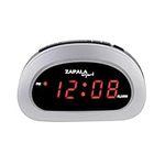 ZAPALA Expert LED Digital Alarm Clock, Desk Bedside Clock with Snooze Function, Battery Backup and Mains Powered (Silver)