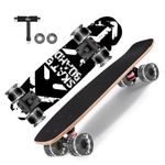 GIEEU Skateboards with Colorful Flashing Wheels for Beginners,Kids,Teens,Adults, Complete Standard Skate Boards 9 Layer Canadian Maple Deck Concave Skateboard (X-Blackwhite)