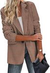 Zeagoo Womens Blazer for Work Professional Casual Long Blazer for Fall Jacket with Pockets Plaid Fashion Blazer