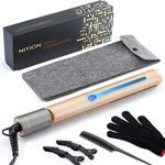 NITION Ceramic Tourmaline Hair Straighteners LCD Flat Iron MCH Fast Heating Up. Healthy Home Straightening Styling Tools with Travel Pouch Bag. 265-450°F Adjustable. 1" Smooth 3D Plate. Dual Voltage