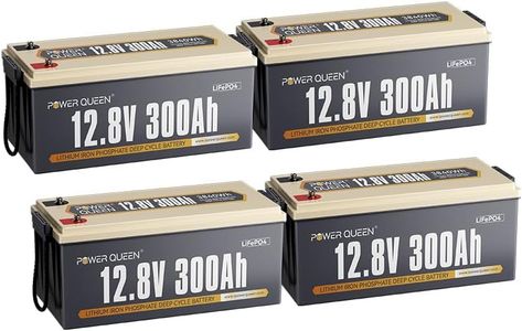 Power Queen 12V 300Ah LiFePO4 Battery, 3840Wh Lithium Battery with 2560W Power Output, Up to 15000+ Deep Cycles, BMS Protections for Solar, RV Motorhome, Marine, Off-Grid