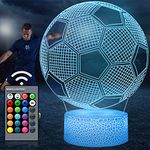 Melofo Football 3D Illusion Lamp LED Football Night Light 16 Colors USB & Battery Powered Remote Control Football Gifts for Boys Girls Decorative Desk Lighting Christmas Birthday Gift for Sports Fans