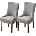 Wingback Dining Chair Covers - High Stretch Wing Chair Slipcover Chair Protector Seat Cover, Wingback Chair Covers for Dining Room Living Room Wedding Hotel Banquet Home Decor (Light Grey, Pack of 2)