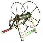 Hose Reels Metal Hose Reel Cart Garden Wheel Decoration Statue Household Clean Water Pipe Storage Rack Garage Hose Reel Machine (Hose Reel+1.5M Inlet Pipe)