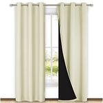NICETOWN Living Room Completely Shaded Draperies, Privacy Protection & Noise Reducing Black Lined Insulated Window Treatment Curtain Panels for Patio Door (Beige, Set of 2, W42 x L84)