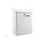 Burg-Wachter MB04 White Grand Wall Mounted Galvanised Steel Lockable Weatherproof Post Box - 33x45x15cm