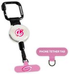 ClutchLoop Anti-Theft Phone Tether - Universal Adhesive Anchor, Retractable Steel Line and Locking Carabiner (Pinkie)
