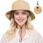 H HOME-MART Bucket Hat for Women,Packagble,UPF 50+ UV Protection Packable Brimmed Boonie Hat Rain Hats Lightweight Hiking Hat Hiking Outdoor Cap (AU, Alpha, One Size, Khaki)