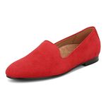 Vionic Womens North Willa Comfort Flats- Supportive Walking Shoes for Heel Pain, Plantar Fasciitis with an Arch Support Red Suede 7 Wide, Red Suede, 7 Wide