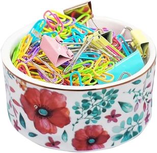 HOMSUN Ceramic Paper Clip Holders Paperclips Holder Dispenser Cute Clips Organizer for Desk Binder Clip Bowl Bobby Pin Hair Clip Holder Gift for Office (Purple Red)