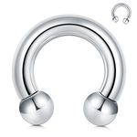 FECTAS PA Ring Prince Albert Piercing Internally Threaded Circular Barbells Horseshoe 12G 16mm Surgical Steel Body Jewellery for Men Women