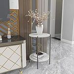 Marble Top Side Table Black: 2 Tier