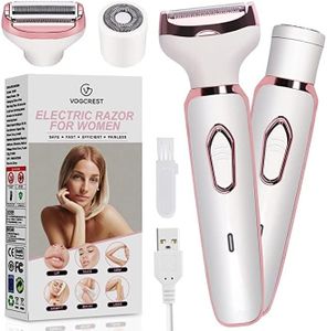 Electric Razor - Shaver - Trimmer for Women: 2 in 1 Painless Body Razors and Facial Hair Remover - Rechargeable Hair Removal Kit for Face Body Leg Bikini Underarm Arm