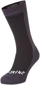 SEALSKINZ Unisex Waterproof Cold Weather Mid Length Sock, Black/Grey, Medium