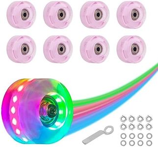 Nattork 8 Pack 82A Light up Roller Skate Wheels 54 * 32mm with Bearings Installed Luminous Quad Light Up Wheels Skating Accessories For Double Row Skates Outdoor And Indoor Use (Pink)