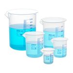 Supertek Set of 5 Reusable Measuring Cup Professional Science Beaker for Lab | Kitchen Cooking | Baking | Measuring Solid and Liquid | 50ml, 100ml, 250ml, 500ml, 1000ml | Plastic Transparent Pack of 5