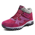 Geeylly Women's Winter Thermal Villi Leather Platform Fashion high top Boots Red