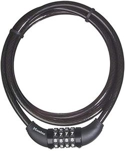 MASTER LOCK Bike Lock Cable, 1.5m Heavy-Duty Steel, Keyless Bike Lock Combination with Vinyl Coating for Scratch Protection